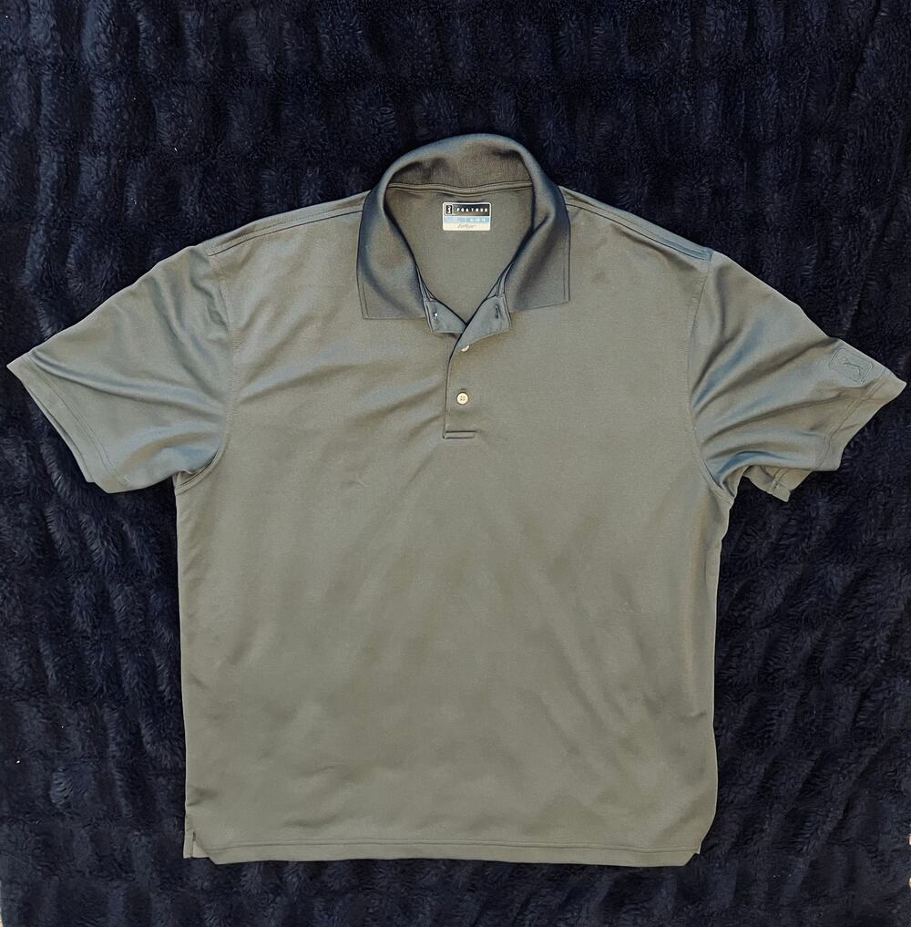 PGA TOUR Airflux Polo Men’s XL Gray Golf Shirt Performance Moisture Wicking